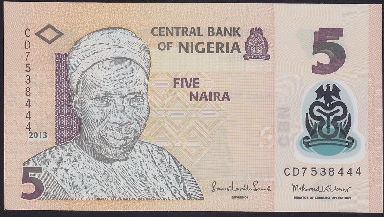 NİJERYA 5 NAİRA 2013 ÇİL polymer ( 444 )