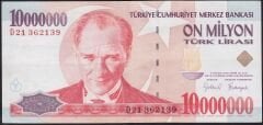 7.Emisyon 10000000 Lira D21 362139 Çok Temiz+
