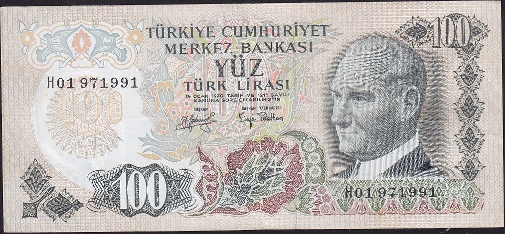 6.Emisyon 2.Tertip 100 Lira H01 971991 Çok Temiz+