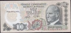 6.Emisyon 2.Tertip 100 Lira H01 971991 Çok Temiz+