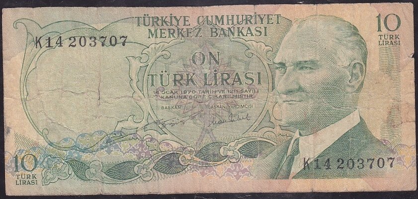 6.Emisyon 2.Tertip 10 Lira K14 203707 Temiz