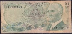 6.Emisyon 2.Tertip 10 Lira K14 203707 Temiz