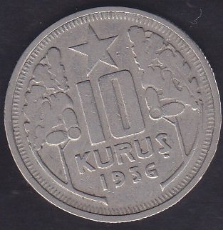 1936 YILI 10 KURUŞ ÇOK TEMİZ