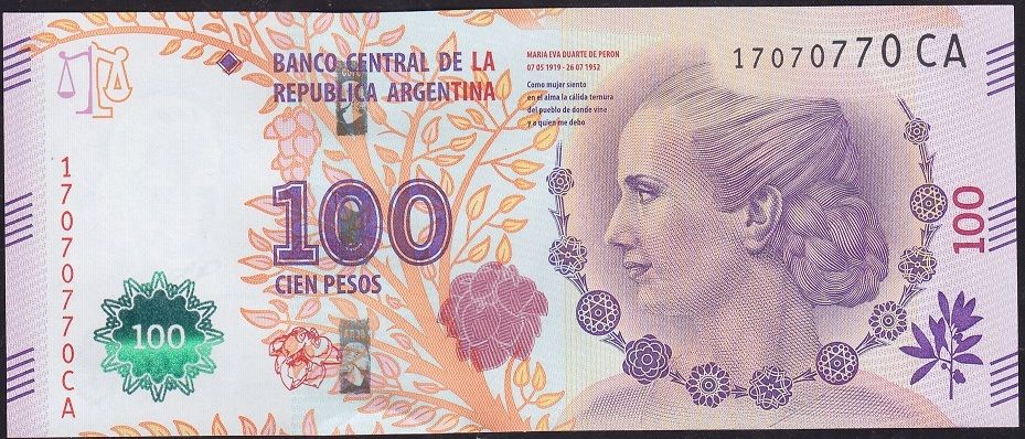 Arjantin 100 Pesos 2012 Çil Pick 358b ( 17070770 )