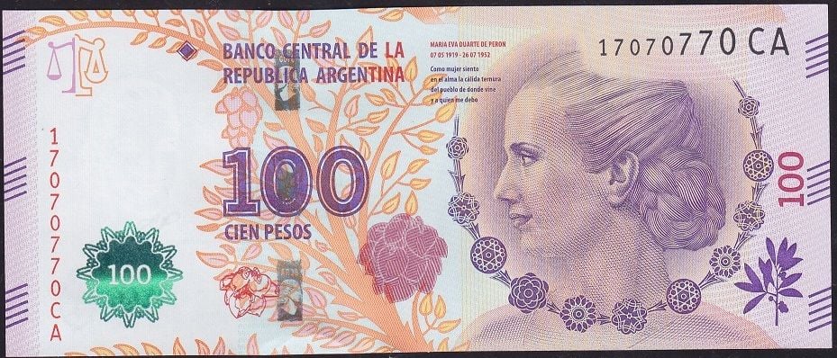 Arjantin 100 Pesos 2012 Çil Pick 358b ( 17070770 )