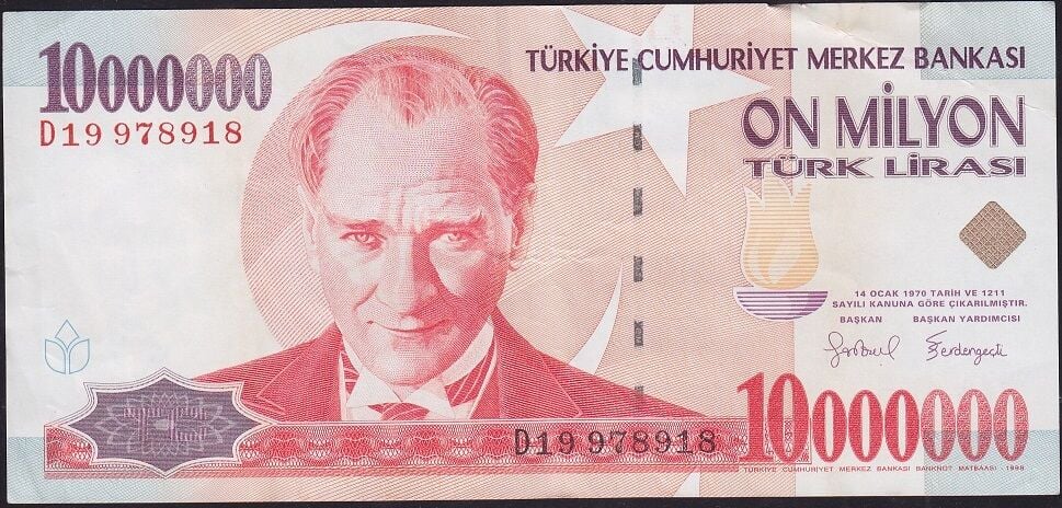 7.Emisyon 10000000 Lira D19 978918 Çok Temiz