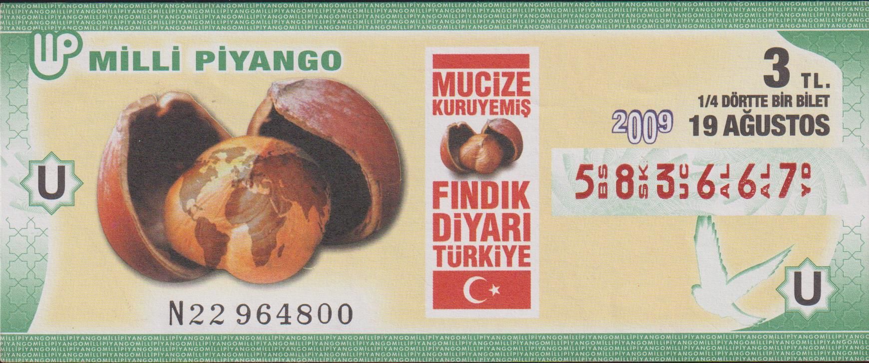 2009 19 Ağustos Çeyrek Bilet - U Serisi