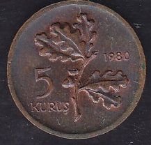 1980 Yılı 5 Kuruş Kalkınmak İçin Balıkçılık
