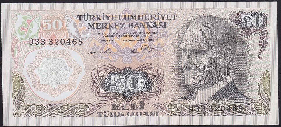 6.EMİSYON 1.TERTİP 50 LİRA D33 320468 ÇİLALTI