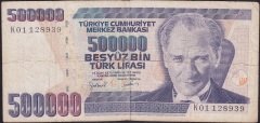 7.Emisyon 4.Tertip 500000 Lira K01 128939 Temiz