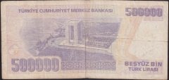7.Emisyon 4.Tertip 500000 Lira K01 128939 Temiz