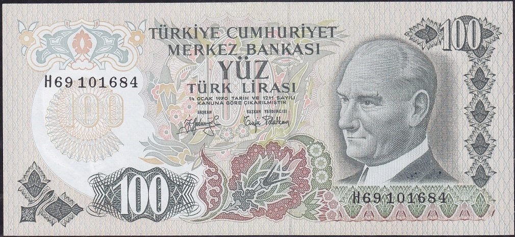 6.Emisyon 2.Tertip 100 Lira H69 101684 Çilaltı Çil