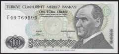 7.Emisyon 2.Tertip 10 Lira E49 769595 Ççt Çilaltı