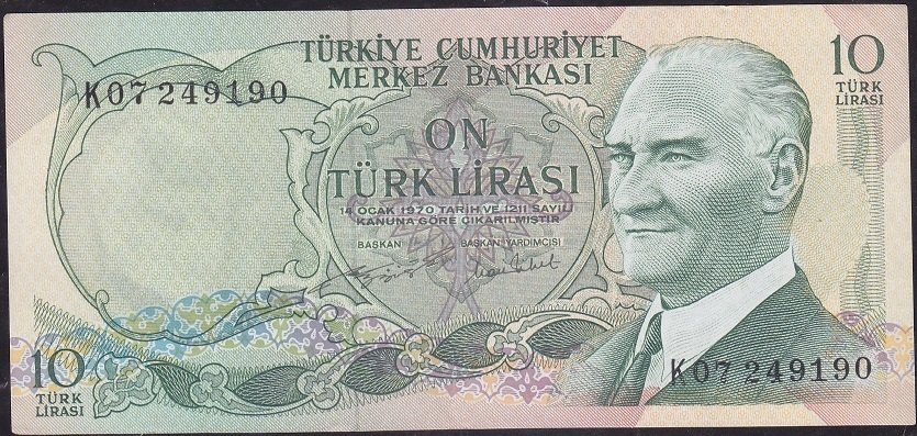6.Emisyon 2.Tertip 10 Lira K07 249190 Çok Çok Temiz