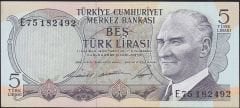 6.Emisyon 1.Tertip 5 Lira E75 182492 Çil
