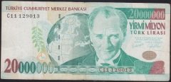 7.EMİSYON 20 000 000 LİRA C11 129013 ÇOK TEMİZ