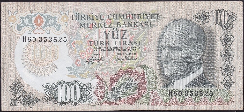 6.Emisyon 2.Tertip 100 Lira H60 353825 Ççt +