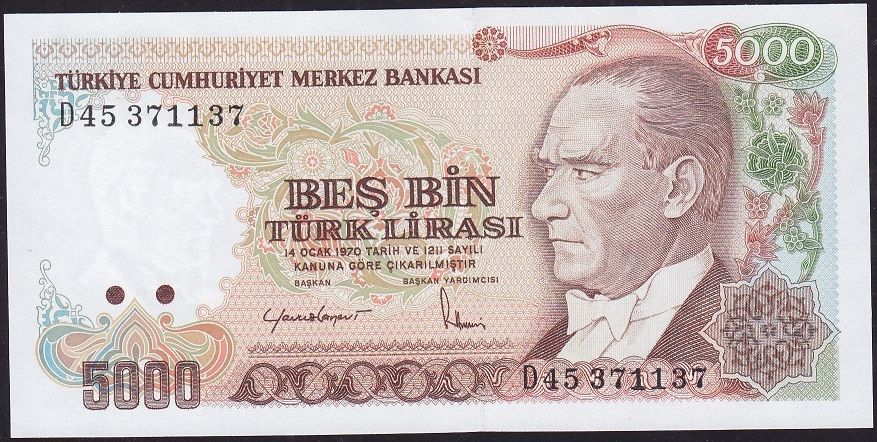 7.Emisyon 2.Tertip 5000 Lira D45 371137 Çil