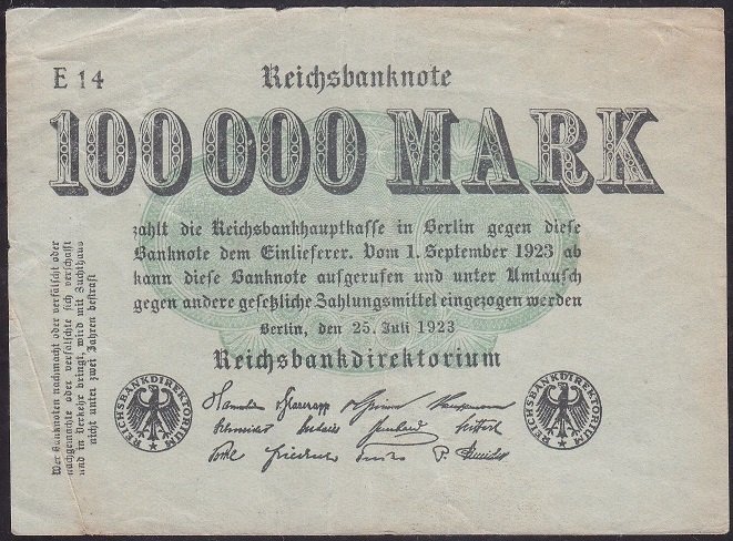 Almanya 100 000 Mark 1923 Çok Temiz +