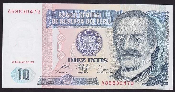 Peru 10 Intis 1987 Çok Çok Temiz