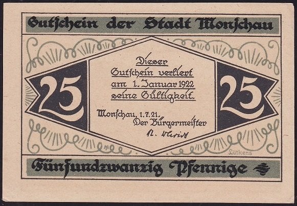 Almanya 25 Pfennig Notgeld 1922 Çil