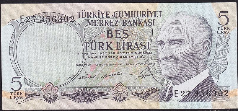 6.Emisyon 1.Tertip 5 Lira E27 356302 Ççt Çilaltı