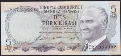 6.Emisyon 1.Tertip 5 Lira E27 356302 Ççt Çilaltı