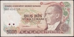 7.Emisyon 2.Tertip 5000 Lira D40 630225 Temiz