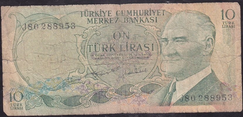 6.Emisyon 2.Tertip 10 Lira J80 288953 Temiz
