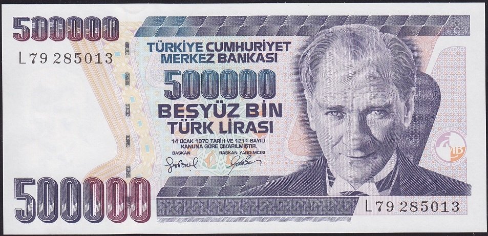 7.Emisyon 4.Tertip 500000 Lira L79 285013 Çil