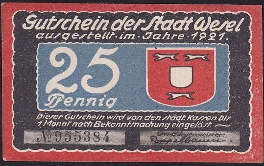 Almanya 25 Pfennig Notgeld 1921 Çil