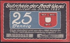 Almanya 25 Pfennig Notgeld 1921 Çil