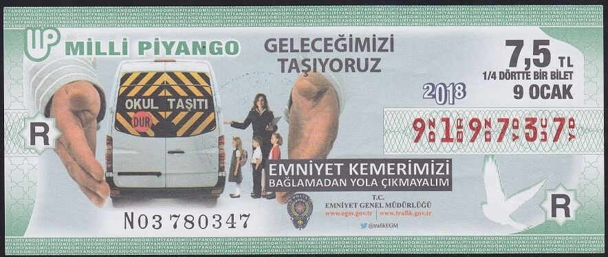 2018 9 Ocak Çeyrek Bilet - R Serisi