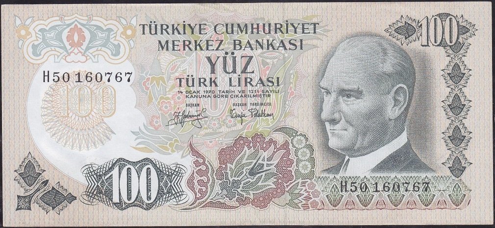 6.Emisyon 2.Tertip 100 Lira H50 160767 Ççt +