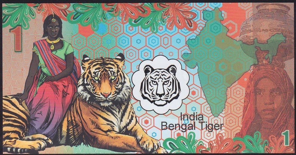 Hindistan Bengal Kaplanı 1 Dolar 2017 Çil Fantazi Para
