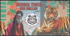 Hindistan Bengal Kaplanı 1 Dolar 2017 Çil Fantazi Para