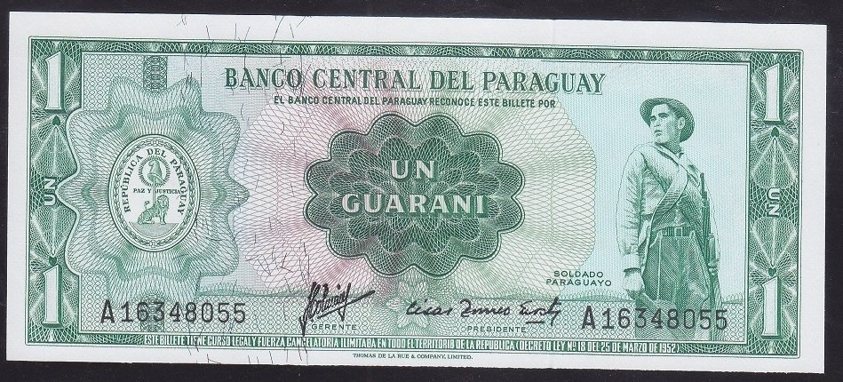Paraguay 1 Guaranie 1952 Çil Pick193b