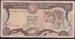 Kıbrıs 1 Pound 1989 Temiz