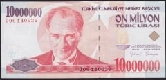 7.Emisyon 10000000 Lira D06 140637 Çok Çok Temiz+