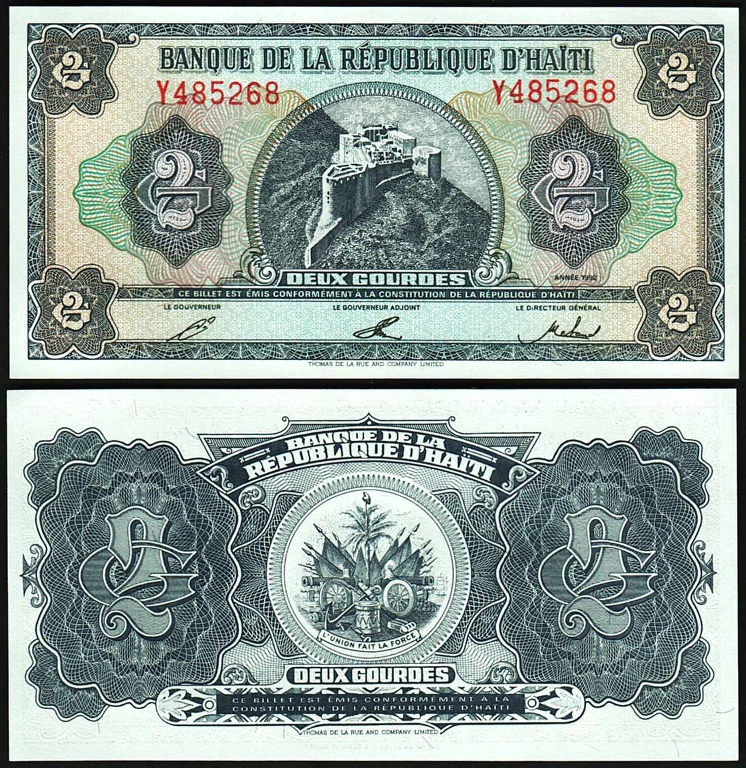 Haiti 2 Gourdes 1992 Çil Pick 260a