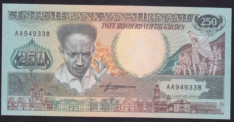 Suriname 250 Gulden 1988 Çilaltı Çil Pick 134 AA