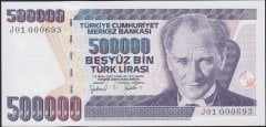 7.Emisyon 4.Tertip 500000 Lira J01 000693 Çilaltı Çil ( İlk Bin )