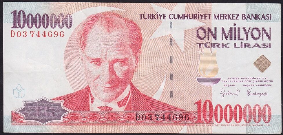7.Emisyon 10.000.000 Lira D03 744696 Çok Temiz+