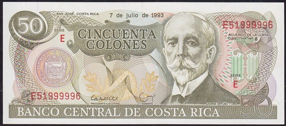 Kostarika 50 Colones 1993 Çil Pick 257c