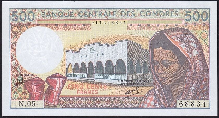 Comores 500 Frank 1986 Çil