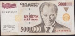 7.Emisyon 5 000 000 Lira K29 589982 Çok Temiz
