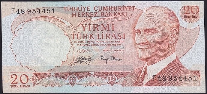 6.EMİSYON 3.TERTİP 20 LİRA F48 954451 ÇİLALTI ÇİL