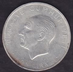 1960 Yılı 10 Lira - Hakimiyet Milletindir İhtilal Gümüş ( 15 Gram )
