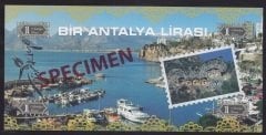 ÖZEL BASKI 1 ANTALYA LİRASI - HOLOGRAMLI - EMNİYET ŞERİTLİ - SPECİMEN
