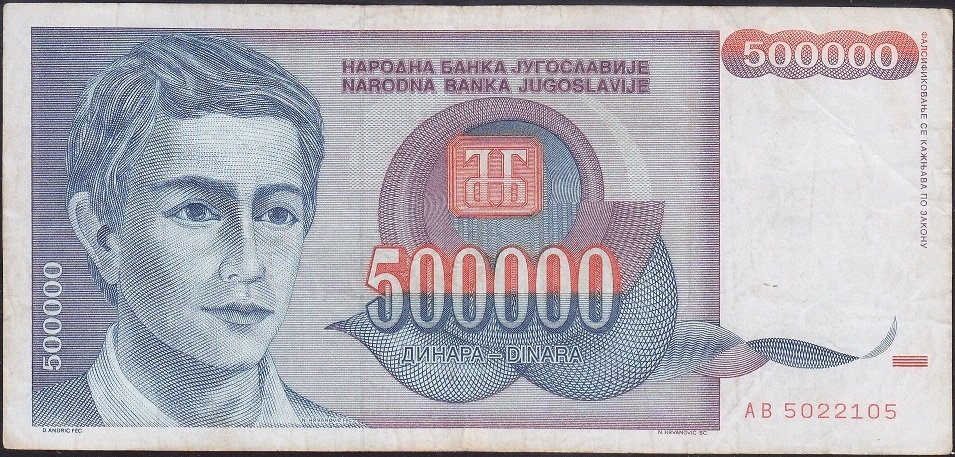 Yugoslavya 500000 Dinar 1993 Çok Temiz +